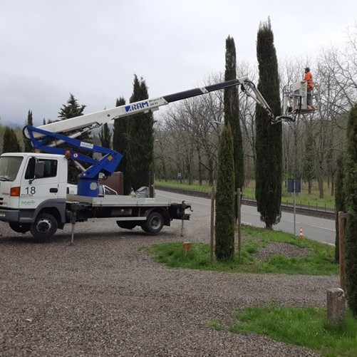 Lavori in corso di giardinaggio a Livorno