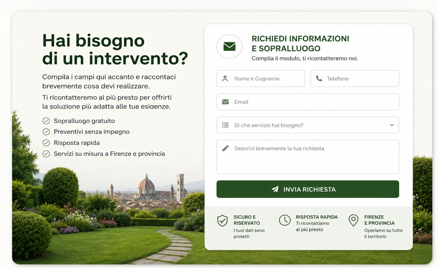 Form di contatto Firenze Giardinaggio Form di contatto Firenze Giardinaggio